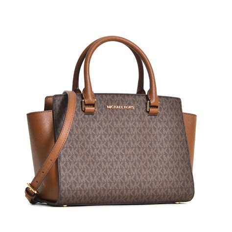 michael kors selma zip medium brown satchels